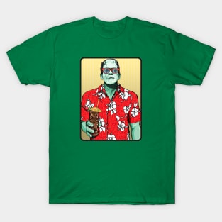 Tiki Frankenstein w/ thatch background T-Shirt